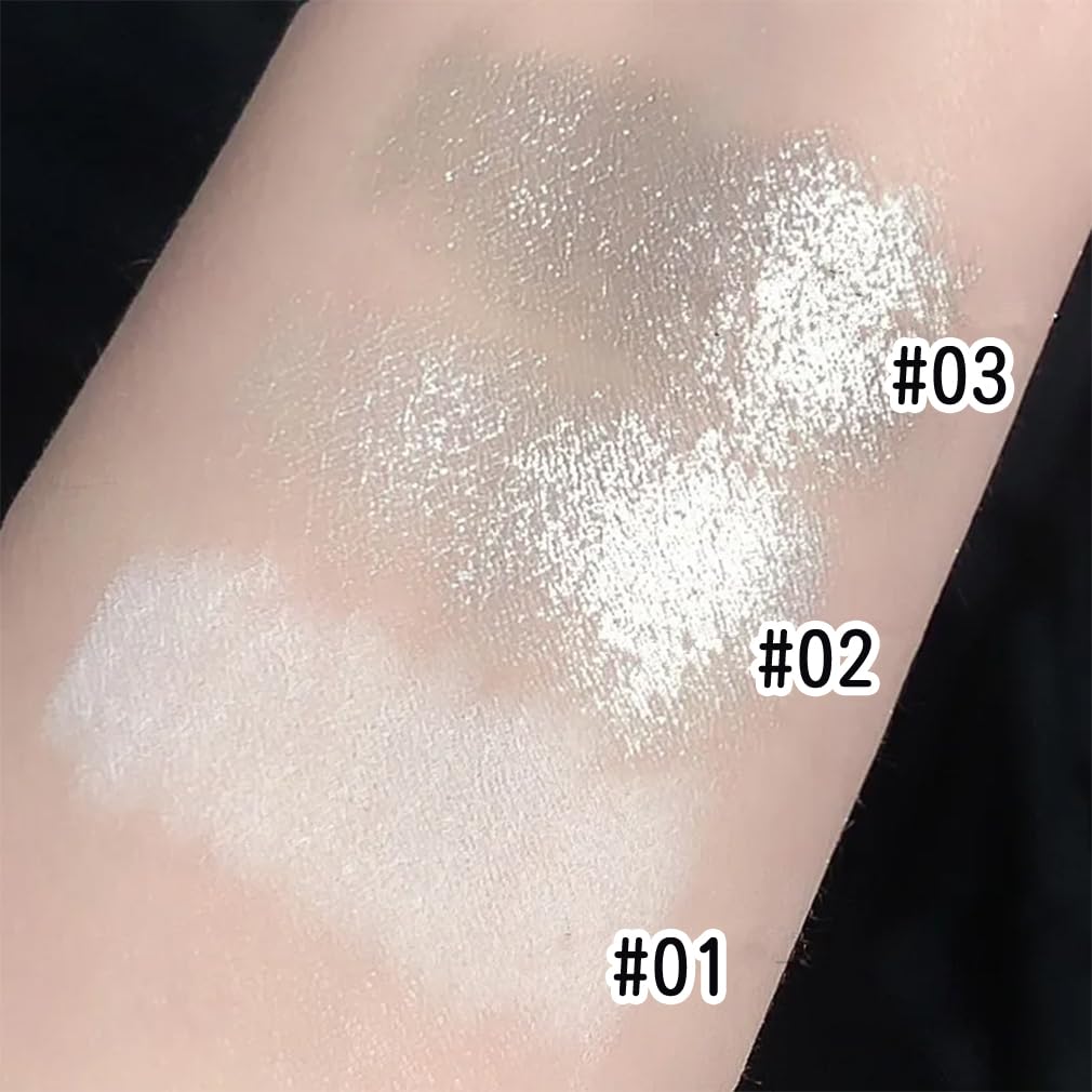 Eyeshadow single color bag highlighter pearl glow glitter highlighter pen Jewel pencil, highlighter, under-eye pencil, stick, highlighter, (02# White)