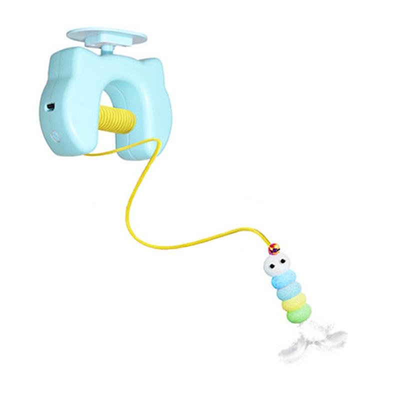 

1Pc Electric Lifting Cat Toy with Hanging Bell and Feathers for Self-Entertainment and Entertainment синий