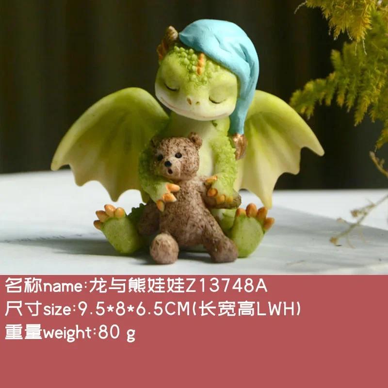 Resin Simulation Magic Animal Dragon Dinosaur Miniature Fairy Garden Terrarium Bonsai Decor Dragon Figurine