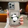 Card Slot Pocket Clear TPU Case For iPhone 17 16 Pro 17e 16e 15 14 13 12 Pro Max 11 Cartoon Panda Soft Silicone Phone Back Cover