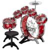 Drum Set for Children +3 Years with Drums, Bass Drum, Cymbal, Pedal and Drumsticks Star Theme Design 65x22x57 cm Red