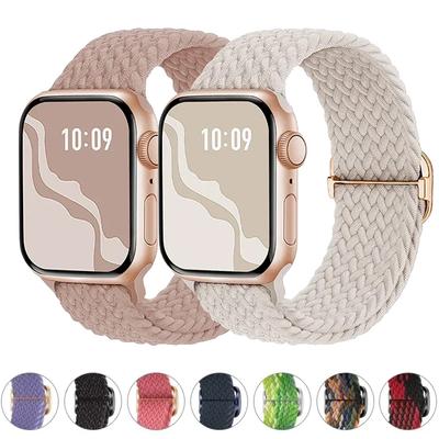 Örgülü Solo Döngü Apple Watch Ultra bant 40mm 44mm 41mm 38mm 49mm 45mm Elastik Naylon bilezik iWatch serisi 9 8 7 6 5 4 3 se kayış