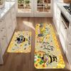 Flowers and Plants Kitchen Mat, Gnome Vintage Sunflower Design Carpet, Laundry Room, Bathroom, Outdoor and Indoor Decor