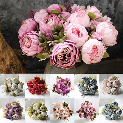13 Köpfe Seide Pfingstrose künstliche gefälschte Blumen Hochzeit Bouquet Home Party Decor