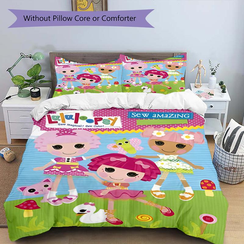3pcs Lalaloopsy2 Design Cover Set - HD Printed Bedding with 1 Cover and 2 Pillowcases - Perfect for Home and Dorm Decor