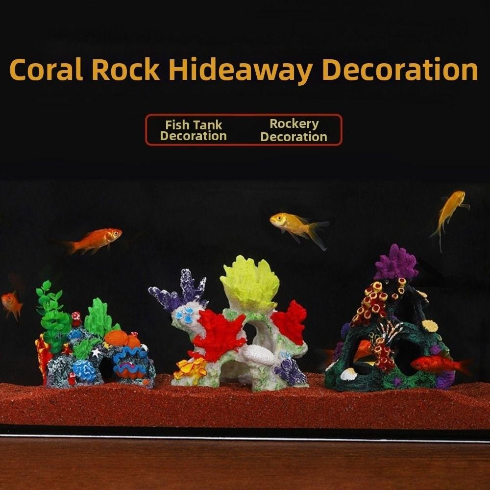 Colorful Aquarium Coral Reef Ornaments Creative Simulated Resin Rockery  Aquatic Habitat