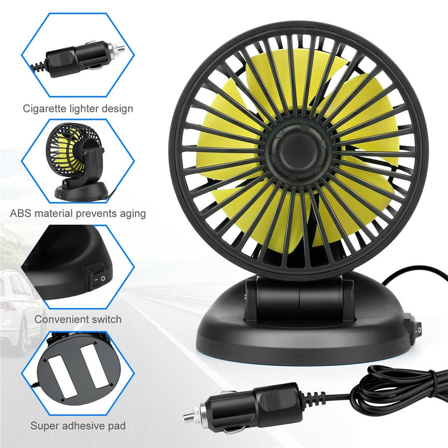360 Degree Rotatable 12V Universal Car Interior Cooling Fan w/Cigarette Lighter