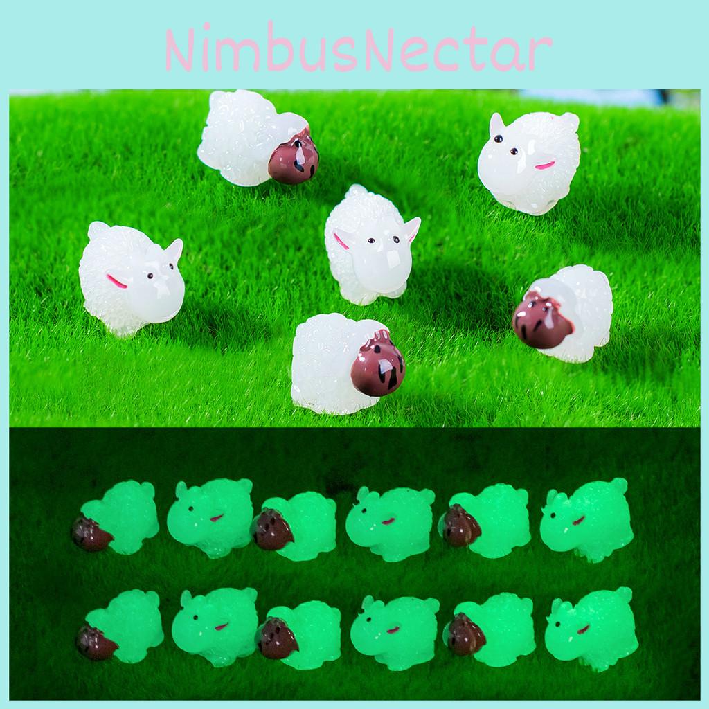 Glowing Resin Sheep Figurines Miniature Animal Statues For Garden Decor