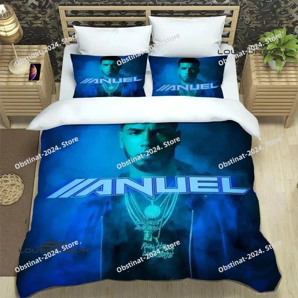 Rapper Anuel AA Bedding Set Printed Bed Set With Pillowcase Bed Duvet Cover Soft Single Double Queen Super King Size luxury gift