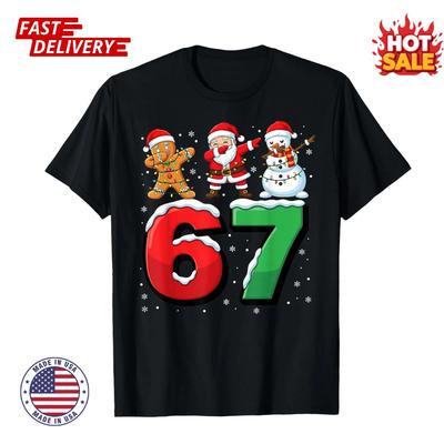Meme Six Seven Dabbing Santa 6 7 Funny Christmas Unisex Inspired Graphic T Shirt