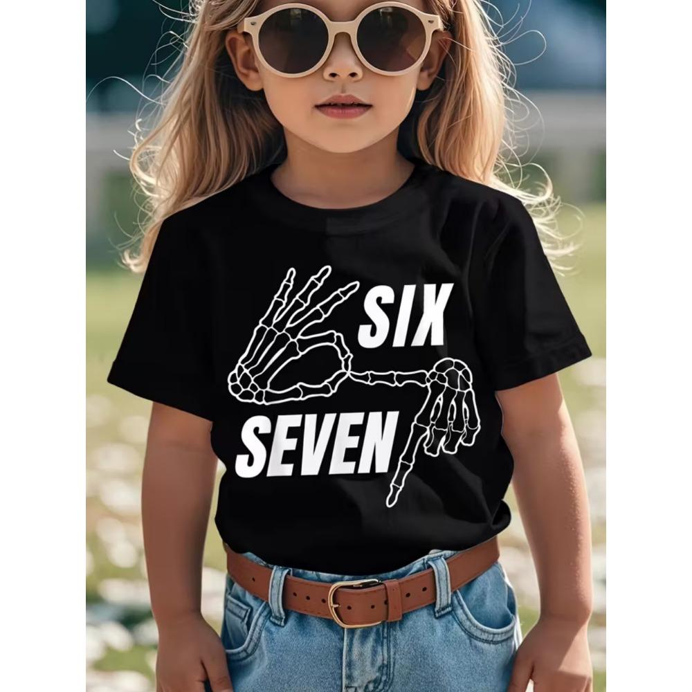 Fashion Men and Women's T-shirt Funny Digital 6 7 Print T-shirt Loose Short Sleeve Tops Summer Casual Kids Clothing