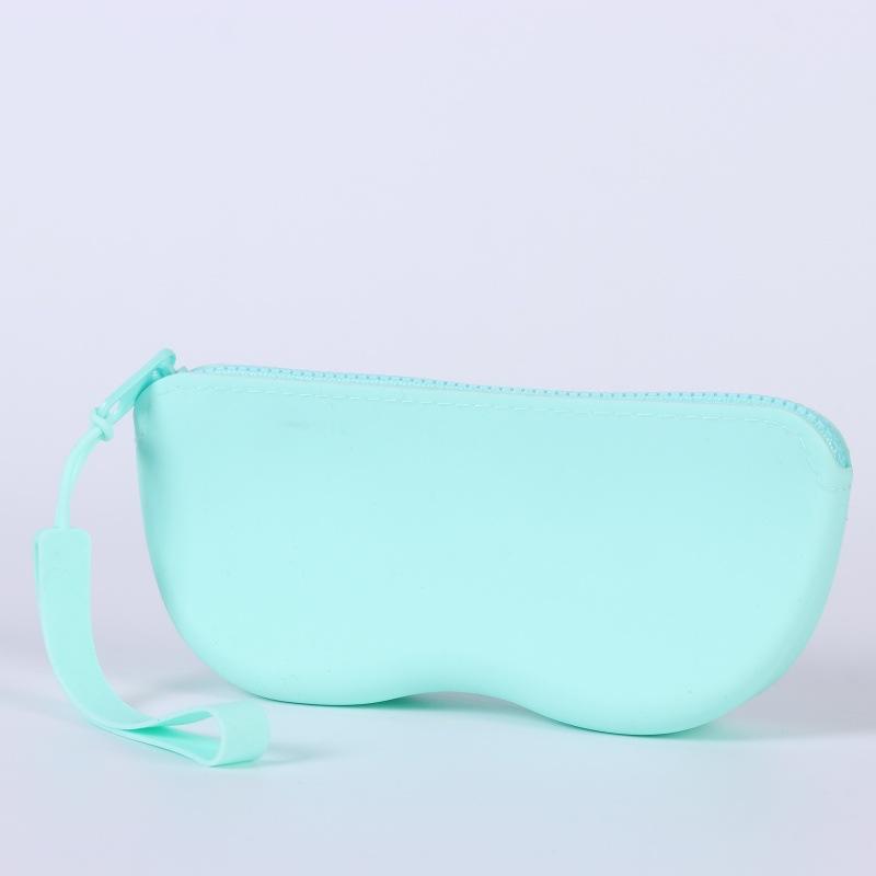 

1pcs Silicone Zipper Glasses Bag Storage Waterproof Bag Cosmetic Coin Bag Case For Women Girls Candy Color Dustproof Glasses Box зелений