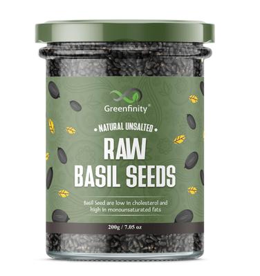 Basil Seeds 200 Grams (Pack Of 1), Sabja, Nutrient-Rich, Pure Basil Seeds For Healthy Drinks, Greenfinity