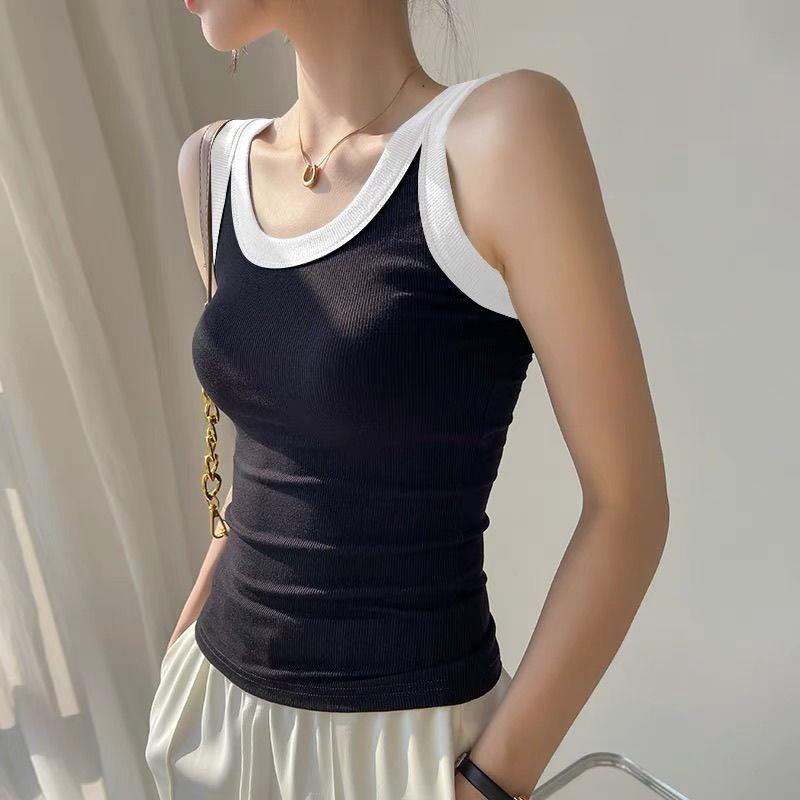 Women's Tank Top Summer New Patchwork Design Sense Base Shirt Sleeveless Inner Anti Slip Top