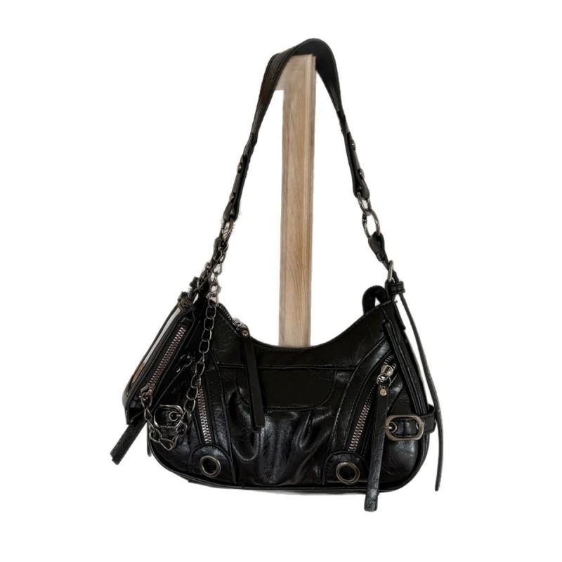 Stylish Small PU Crossbody Bag Women - Punk Chic Urban Commuter Shoulder With Zip Phone Pocket