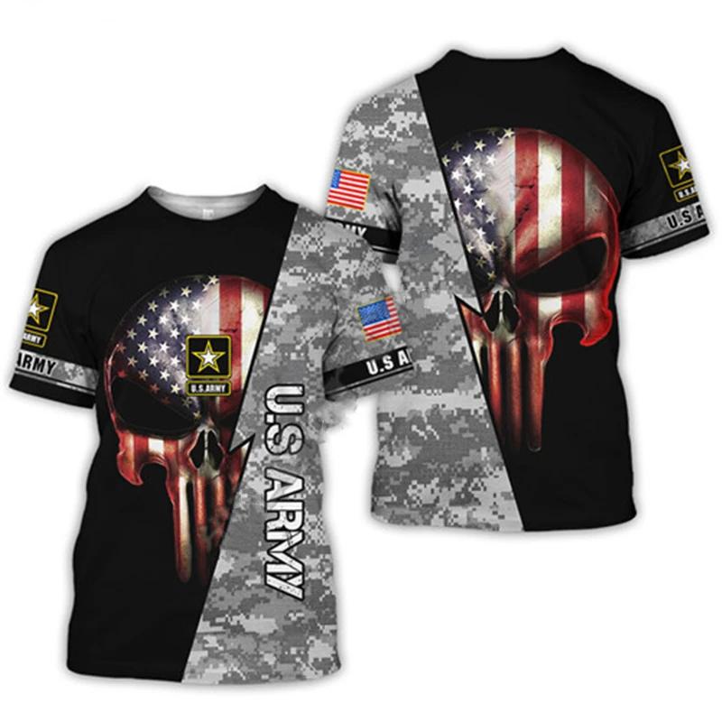 Nejnovější sada US Marine Corps Soldier Camo 3D Harajuku potisk Outdoorové sporty Volný Pánské Pohodlné Ležérní Módní Tričko Top