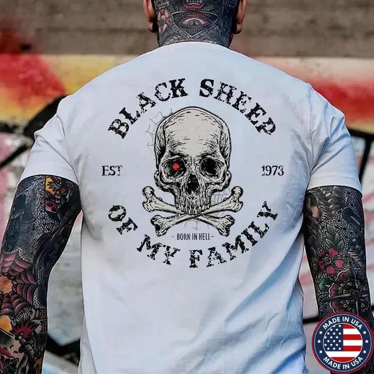BALCK SHEEP OF MY FAMILY Skull Black Print T-shirt XS