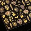 Holiday Nail Stickers Halloween 3D Art Stickers, Metallic Golden Pumpkin Ghost Spider Web DIY Supplies Witch Hat Decals, Self-Adhesive Manicure