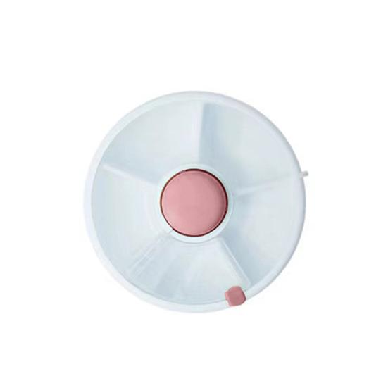 

Круглая коробка для закусок и фруктов с крышкой, 5 универсальных отделений, большая вместимость для хранения на столешнице, сервировочное блюдо для конфет и сушеных орехов розовый