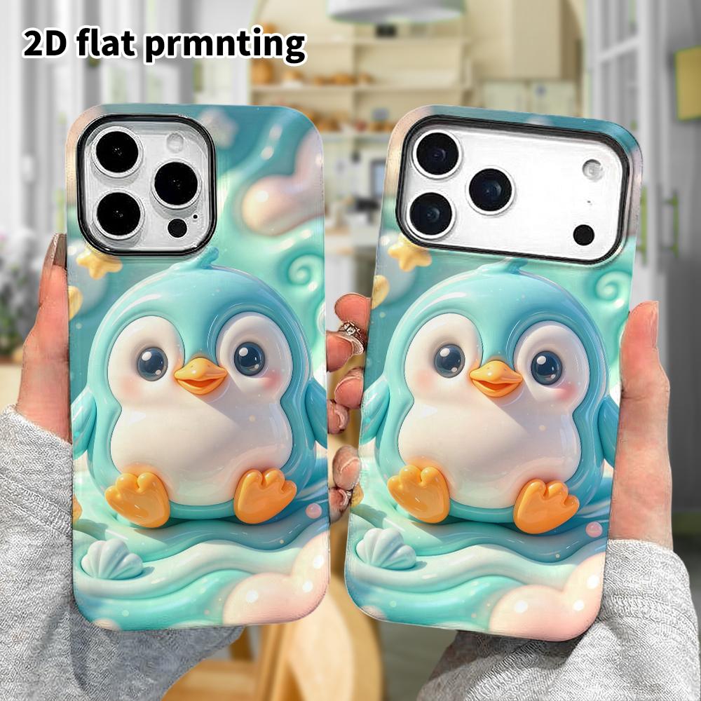 Phone Case: 2D Flat Design Suitable for iPhone 18 17 16 15 14 13 Pro Protective Case, Jelly Little Penguin, Perfect Christmas and Halloween Holiday Gi