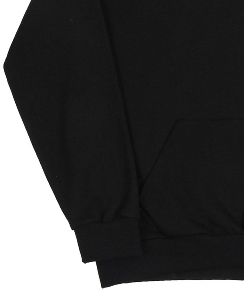 [Unisex] Small Flower Bear Face Embroidered Smile Hoodie_Black