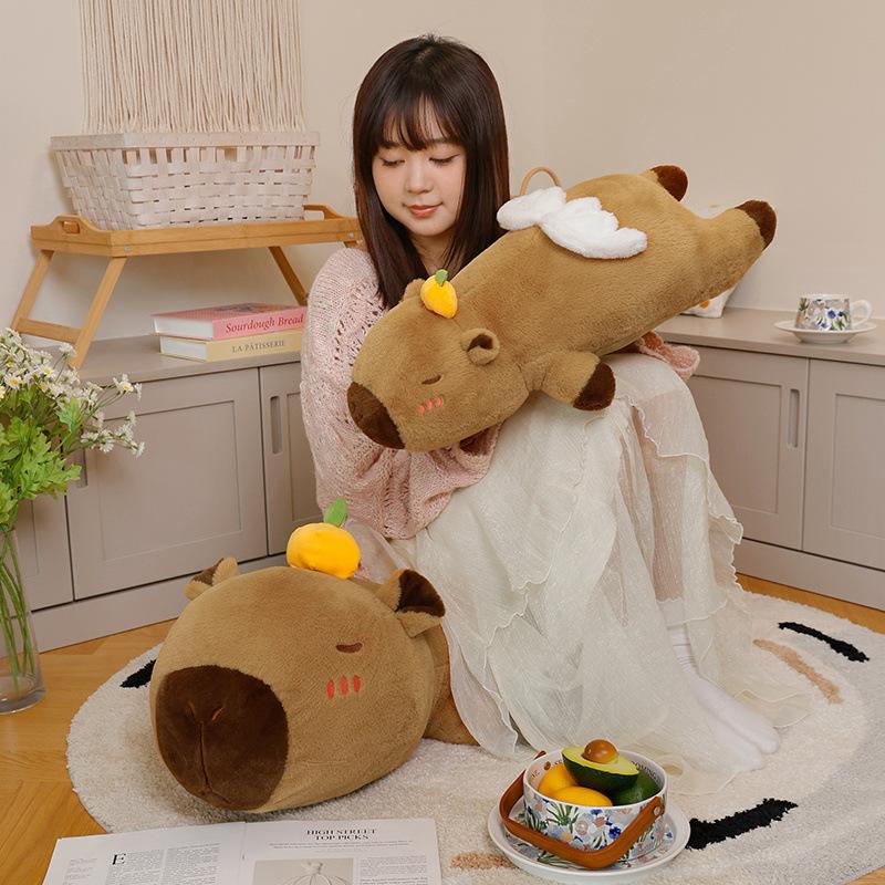 Cute Soft Angel Capybara Throw Pillow Plush Toy Doll Kapibara Doll Girl Doll