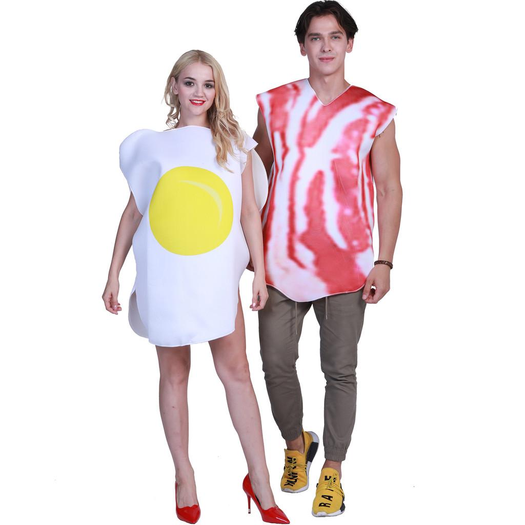 Halloween Eggs Bacon Couple Costume Set With Composite Material For Cosplay And Stage Performance