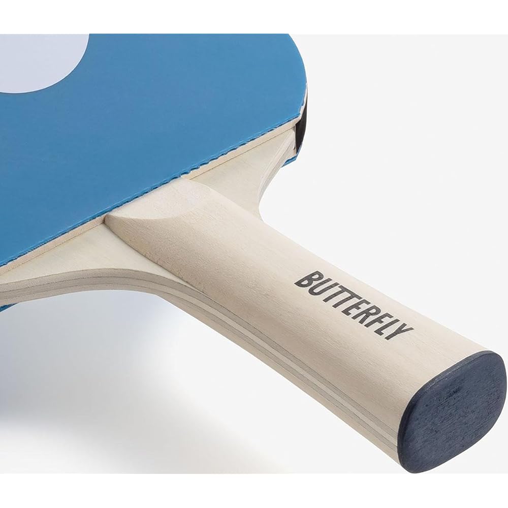 Butterfly Table Tennis Paddle with Rubber for Beginners Blue with 2 Balls 77360