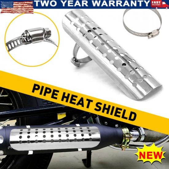 Universal Exhaust Muffler Chrome Heat Pipe Cover Shield Heel US Guard Motorcycle