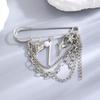 Hypoallergenic Punk Chain Tassel Safety Pin Brooches With Pearl Star Heart Charms For Blazer Suit Jacket Party Daily Wear