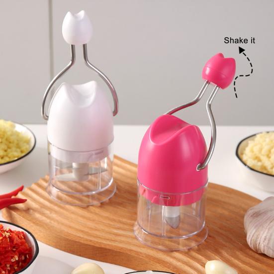 Manual Garlic Chopper Stainless Steel Blades Easy Garlic Mincer Dishwasher Safe Kitchen Tool for Home Cooks Chefs