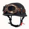 Vintage Leather WWII-style Black Riding Helmet, Unisex Open-face Half Helmet for German Motorcycles, Factory Direct Sales.
