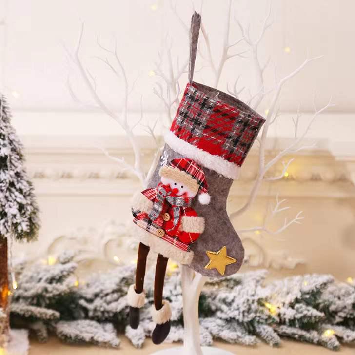 Medium Plaid Christmas Stocking Ornament for Kids' Holiday Candy, Tree Decoration, Home Decor