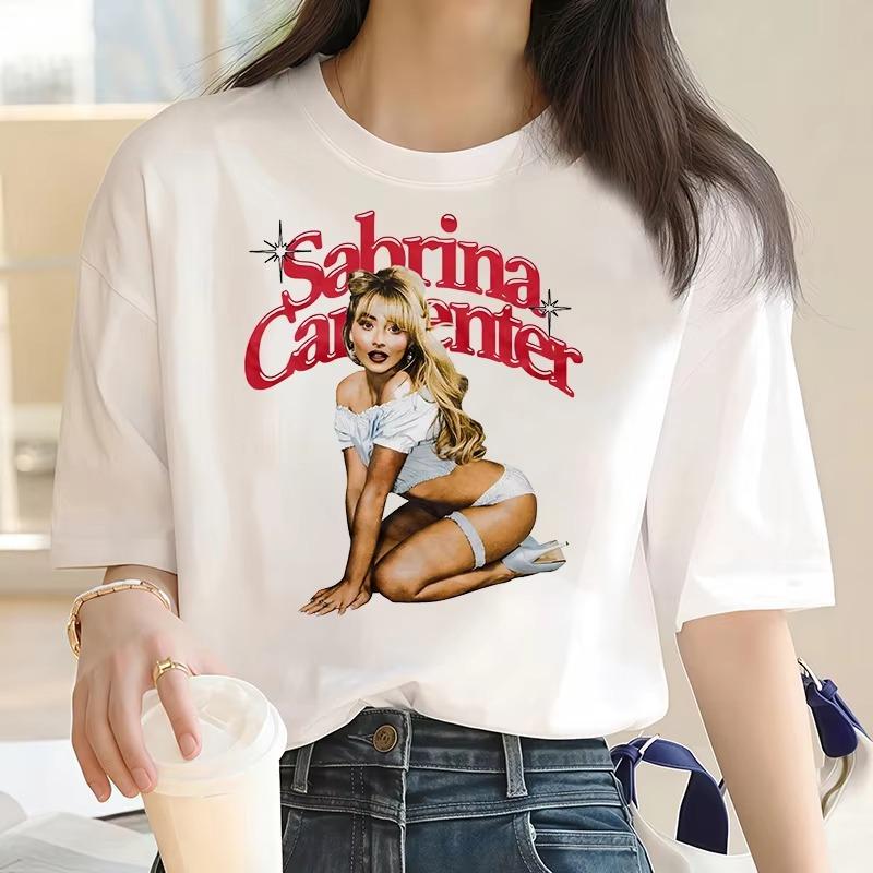 Sabrina Carpenter Album Short NSweet T-Shirt Damen Sommer Y2K Kleidung Reine Baumwolle Harajuku Mode Lässige Streetwear