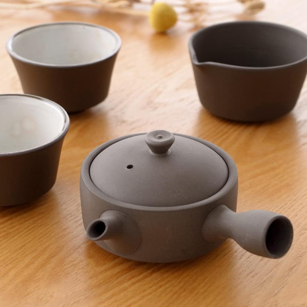 Kamoshika Dougu Shop Tea Time Teapot, Nao 150 Teapot Set, Yusamishi (Water Sinker), and 2 Sencha Bowls, Made In Japan, Banko Ware Pottery, Gift