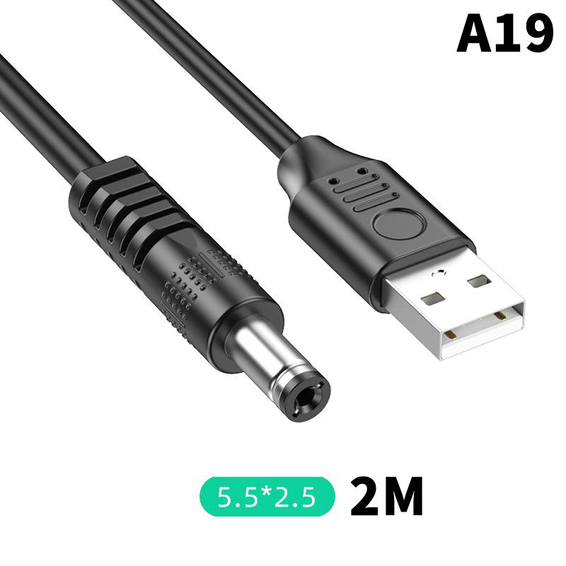 1 Pezzo Connettore Adattatore Spina AC Maschio USB a Jack DC 5.5X2.1mm 5.5X2.5mm Cavo di Alimentazione Convertitore Interfaccia Caricabatterie