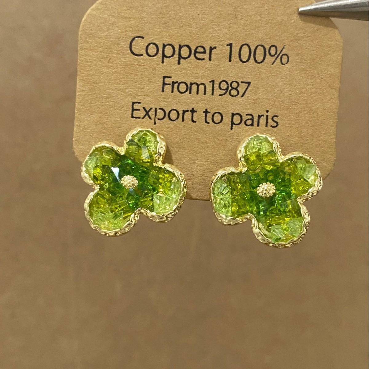 Exquisite Green Crystal Flower Stud Earrings - Elegant, Fashionable & Versatile Accessories