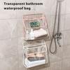 Waterproof Shower Clothes Bag Transparent Bathroom Storage Bag Hanging Storage Pouch with Hook for Mobile Phone Dry Clothes Towel Dorms RVs