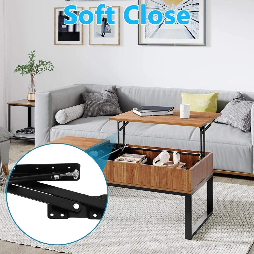 2 PCS Hydraulic Lift Top Coffee Table Frame Hardware - Gas Spring Hinges for Folding Desk Lifting Mechanism