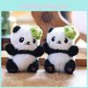 Cute Panda Plush Doll With Short Velvet Fur For School Bag Accessories