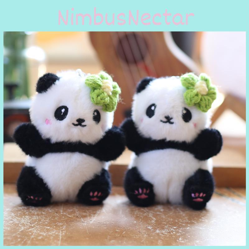 Cute Panda Plush Doll With Short Velvet Fur For School Bag Accessories