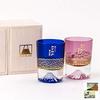 Fuji Glass Tajima Glass Gold Leaf Fuji Cold Sake Cup Lazuli Blue X Cherry Blossom Pair Set of 2 Edo Glass Kiriko Day Day Sixtieth Birthday Celebration