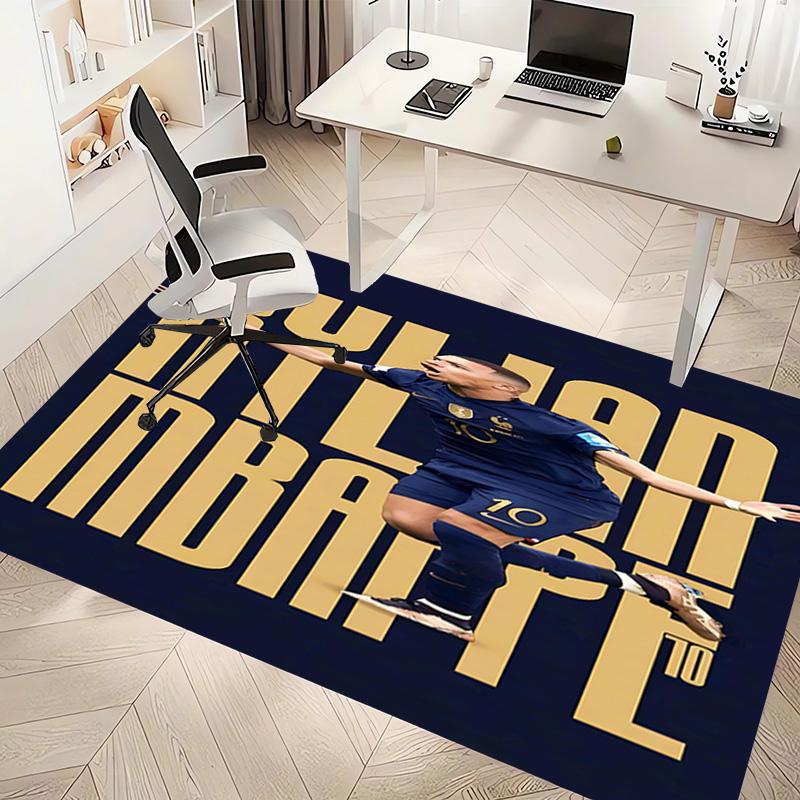 1pc Kylian Mbappé Print Area Rug - Soft, Washable Non-Slip Indoor Mat, Living Room, Home Office Decorative Rug,Office Decorative