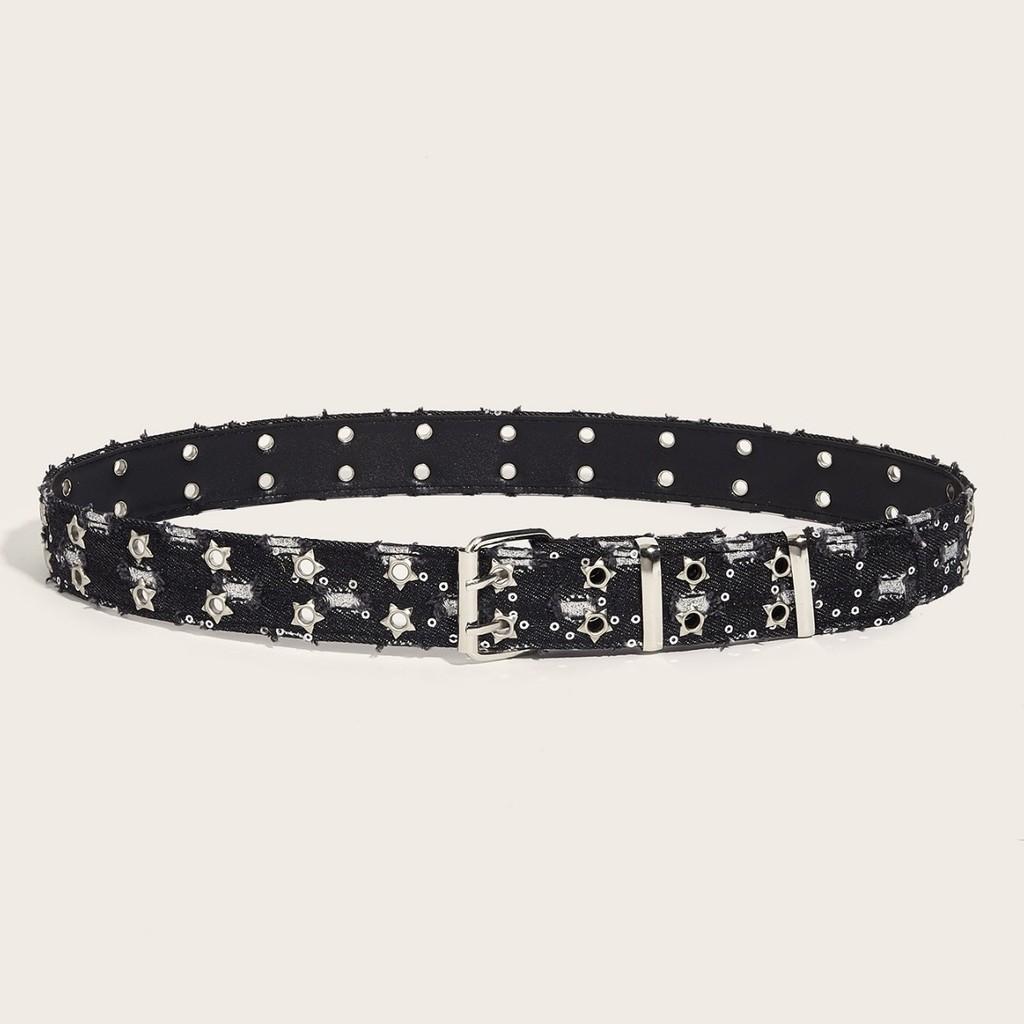 Punk Style Star Double Prong Belt For Denim Jeans Fashion Accessory For Women