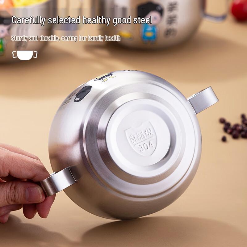 ZISIZ Cartoon Double-Handle Stainless Steel Bowls