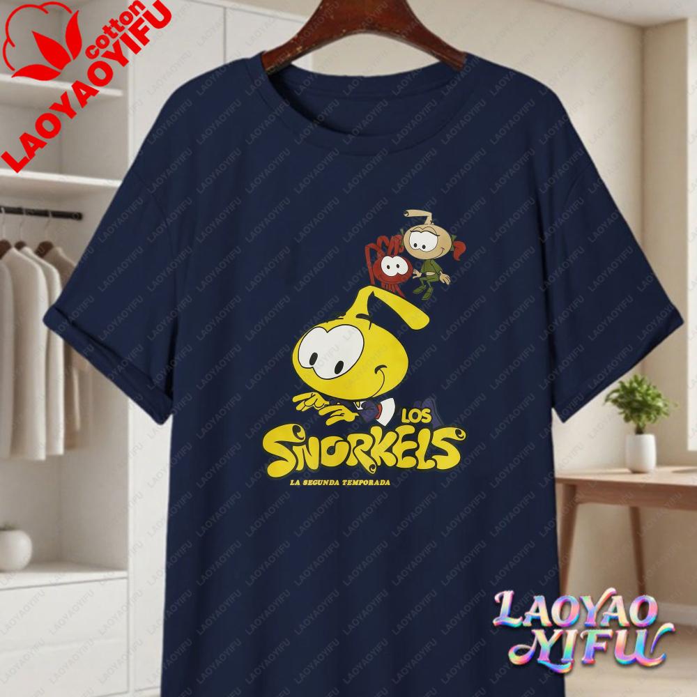 Snorks Cute Character Printed Short Sleeve Tee High Quality Cotton Casual Tshirt Retro 80s Cartoon Loose Tops Fashion Streetwear