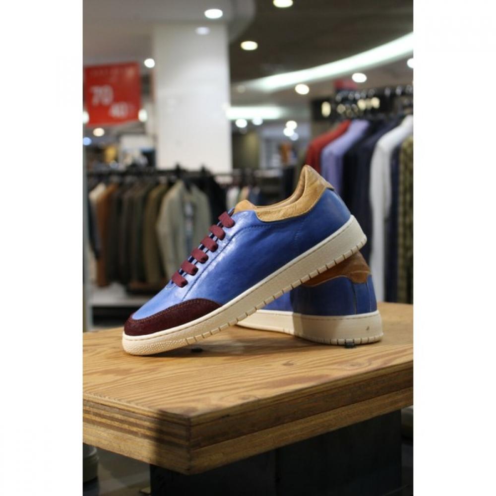 Panicalle Mario Italian Imported Cow Leather Blue Vintage Sneakers F qFo02bl