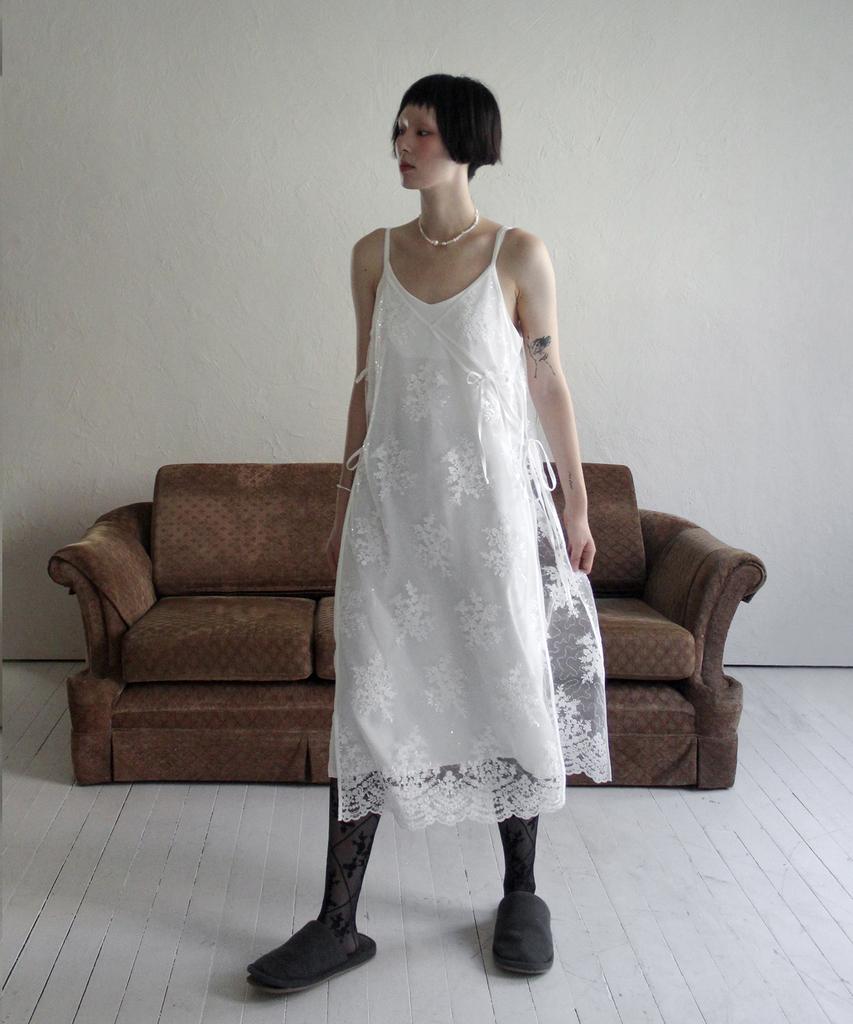 Rubati Sequin Lace Layered Dress _White