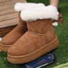 Winter new velvet thickened large size snow boots thick bottom fluffy mouth bow warm short boots women