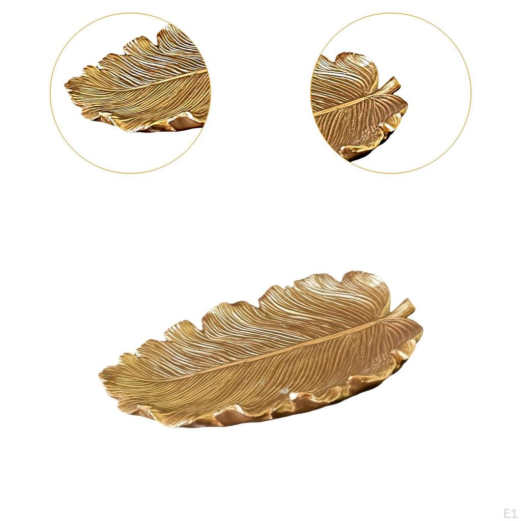 Rings Holder Trinket Dish, Leaf Shaped Gold Soap Tray, Jewelry Tray for Hand Chains Earrings